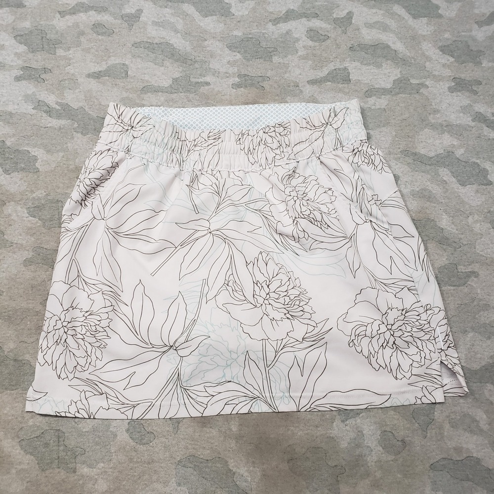 Columbia Skort Womens Medium White Floral Active Hiking Drawstring Outdoors